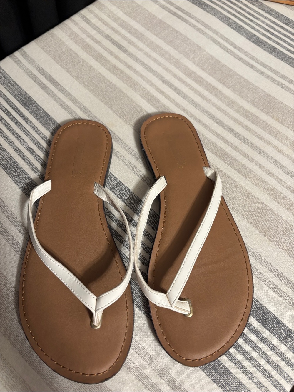 Soda Brown Footbed Sandal with White Straps